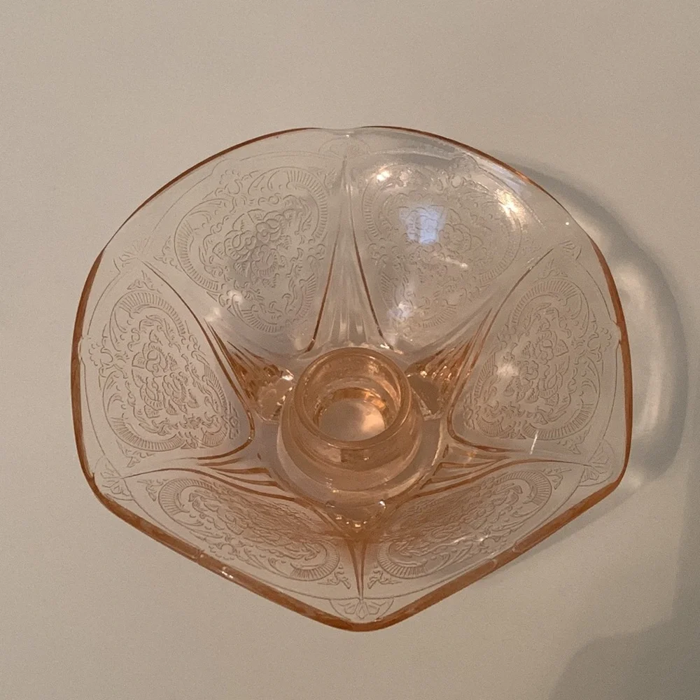 Vintage Pink Depression Glass Candle Holder
